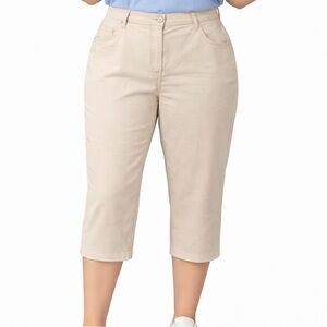 America Blues Womens Casual Pants Size 16 Cream Cotton Twill Baggy Boyfriend NWT